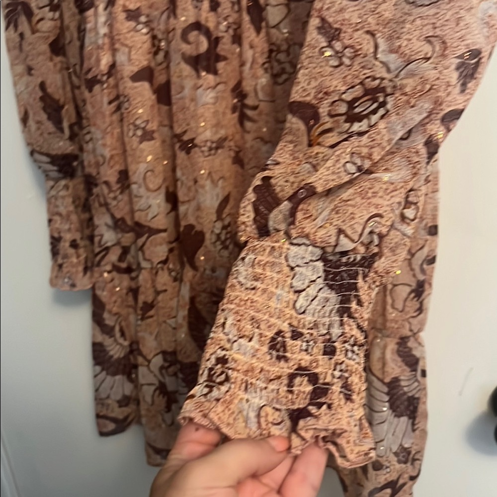 OPT Pink Ruffled Wrap Dress with Bishop Sleeves - Picture 5 of 5